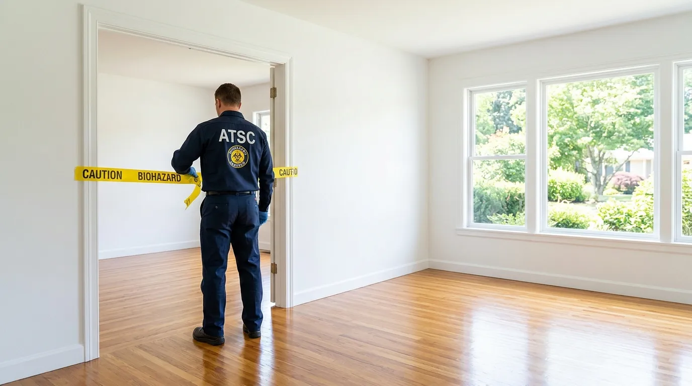 Certified biohazard cleanup crew performing Trauma Scene Cleanup in Post Falls